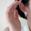 Blue Star Crystal Drop Stud Earrings with Reflective Details view 4