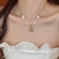 Gold Beach Starfish Shell Pearl Pendant Necklace Styles view 3