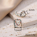 Gold Silver Heart Double Hollow Multicolor Stone Hoops view 4