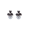 Black and Gold Flower Pearl Look Round Dangle Earrings view 5