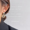 Gold-Tone Blue Rose Pearl Medallion Flower Drop Earrings view 2