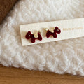 Velvet Horse Stud Earrings in Three Deep Colors With Polished Metal Details view 6