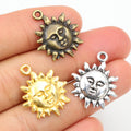 Smiling Sun Face Metal Charms in Four Finish Options view 1