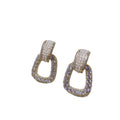 Silver Tone Crystal Geometric Drop Earrings with Open Centers view 5