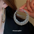 Silver Crystal Layered Statement Hoop Earrings Fashion Jewelry view 1