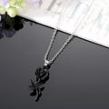 Gold Tone Red and Black Rose Pendant Necklace and Hook Earrings view 7