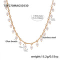 Gold Steel Twisted Chain Pearl Tassel Necklace Bracelet view 7
