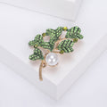 Crystal Leaf Branch Brooch With White Pearl in Two Colors view 5