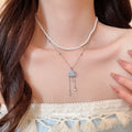 Silver Tone Layered Cloud and Raindrop Pendant Necklace view 1