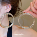 Double Tube Round Hoop Stud Earrings Statement Jewelry Pair view 3
