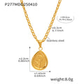 Stainless Steel Embossed Flower Teardrop Heart Pendant Necklaces view 6