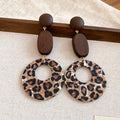 Brown Leopard Print Disc Drop Earrings in Three Bold Designs view 7