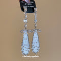 Clear Faceted Teardrop Earrings with Crystal Bow Tops view 2