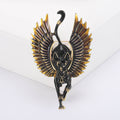 Gold Tone Winged Cat Brooch with Black or White Enamel Body view 2