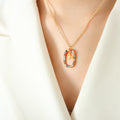 Gold Zodiac Oval Pendant Necklace Multicolor Zircon Frame view 10