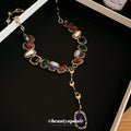 Multicolor Beaded Y Drop Necklace with Faceted Pendant view 4