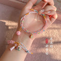 Pink Blue Multicolor Braided Cord Bracelet with Charms view 1
