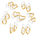 Geometric Shape Huggie Hoop Earrings Gold Steel Mix view 5