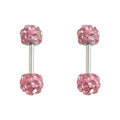 Silver Tone Double Pave Ball Barbell Stud Earrings In Seven Colors view 5