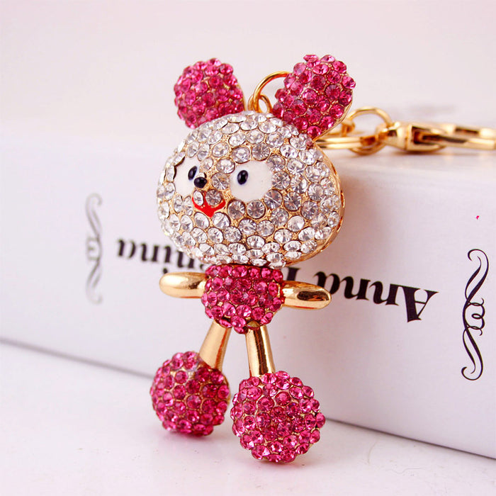 Fashion Rhinestone Crystal Mouse Animal Keychain Purse Charm