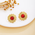 Green Red and Black Spiral Textured Gold Tone Stud Earrings view 7