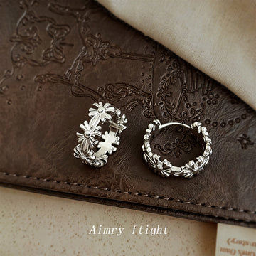 Silver Tone Hollow Cross Pattern Mini Hoop Earrings Pair