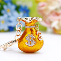 Jeweled Dollar Money Pouch Keychains in Red Purple and Gold view 8