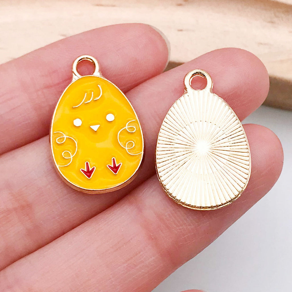 Enamel Zinc Alloy Easter Rabbit Egg Charm Pendant for DIY Earrings and Necklace Making