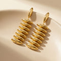 Stacked Polished Disc Drop Earrings in Gold and Silver Tone view 2