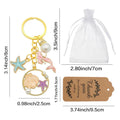 Ocean Starfish Mermaid Shell Faux Pearl Gold Tone Keychain view 3