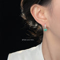 Silver Tone Aqua Cluster Stone Huggie Hoop Earrings For Women view 2