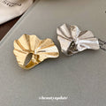Metal Ginkgo Leaf Textured Statement Ring Gold Silver view 2