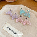 Pastel Beaded Mermaid Tail Stud Earrings With Silver-Tone Ball Studs view 2