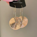 Textured Round Disc Drop Hook Earrings Statement Pair view 7