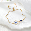 Gold Tone Pressed Flower Crystal Slider Bracelets in Nine Designs view 7
