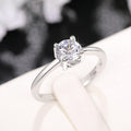 Silver Four Prong Clear Round Solitaire Ring Alloy view 3