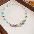 Multicolor Chip Flower Beaded Necklace and Earrings view 6