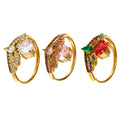 Crown Side-Open Zircon Statement Rings Gold Steel Multicolor view 5