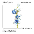 Enamel Blossom Branch Brooch with Pearl Flower Centers view 5
