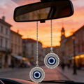 Silver Tone Blue Evil Eye Rearview Mirror Hanging Ornaments in Ten Designs view 1