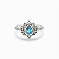Openwork Lotus Frame Pear Stone Ring In Five Center Colors view 8