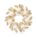 Pearl Leaf Wreath Brooch Silver Gold Two Tone Styles view 1