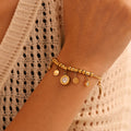 Gold Roman Numeral Disc Charm Snake Chain Necklace Bracelet view 2