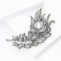 Green Crystal Feather Brooch With Dark Metal Finish view 4