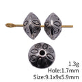 Antique Silver Engraved Eye Motif Lentil Metal Spacer Bead view 3