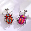 Red Silver Tone Beetle Crystal Two Designs Metal Brooch Pin view 4