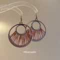 Antique Bronze Wire Fan Dangle Hook Earrings Jewelry view 1