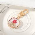 Gold Tone Irregular Round Pressed Flower Resin Clip Keychains view 8