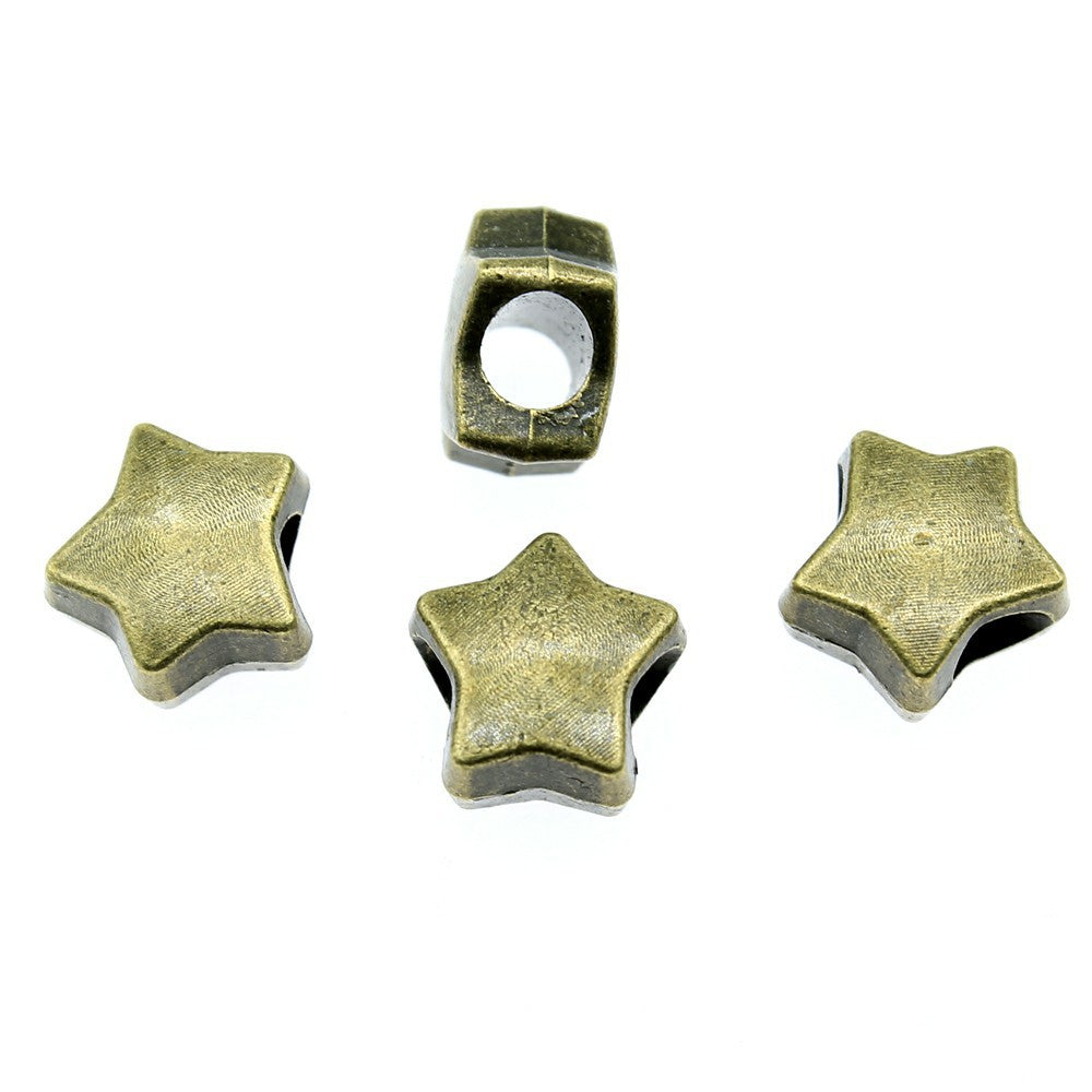 11x11x7mm 2.1g Multicolor Zinc Alloy Five Point Star Large Hole Beads for Bracelet Necklace DIY Jewelry