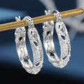 Filigree Openwork Oval Hoop Earrings Four Metal Finishes view 3